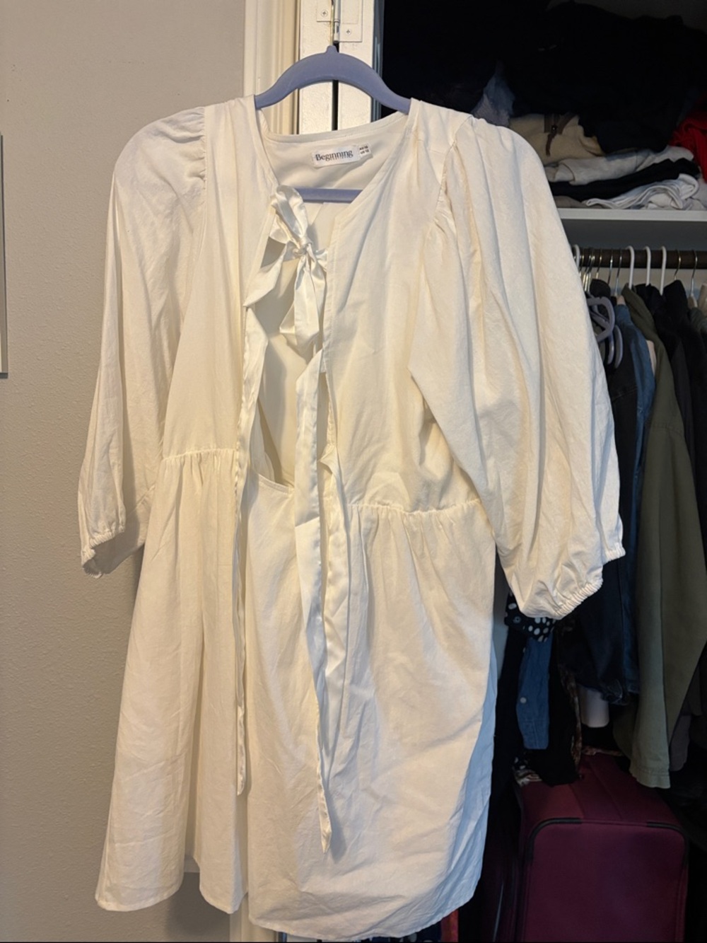 Beginning Boutique White Tie-Front Dress Size 12 US